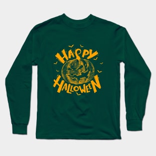 Halloween Scary Evil Pumkin Funny Pumkin Head Long Sleeve T-Shirt